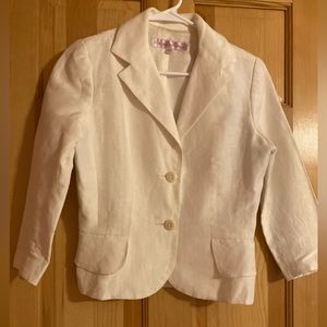 Carolina Williamson white linen blazer